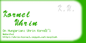 kornel uhrin business card